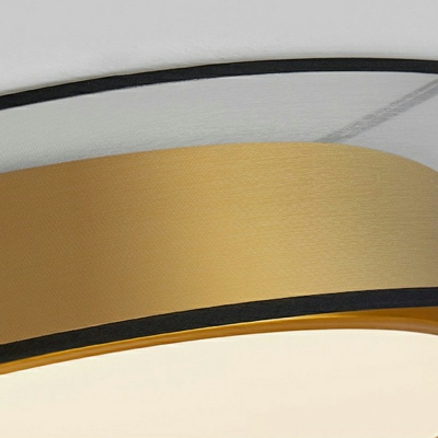 Fabric Round Flush Light Fixture 3 Colors Light Modern LED Flush Mount Lighting in Brass