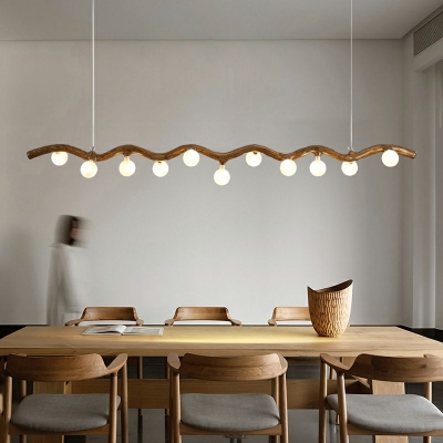 Forsted Glass Globe Shade Hanging Light LED Minimalist Island Ceiling Light in Dark Brown for Restaurant