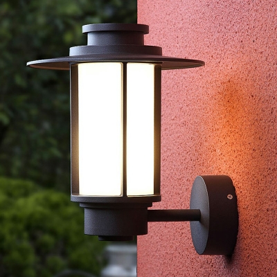Frosted Glass Wall Lighting Rectangle 1 Bulb Industrial Style Wall Mounted Lamp for Outdoor