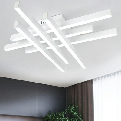 LED Light Linear Metal Shade 6-Lights Flush Mount Ceiling Fixture for Bedroom