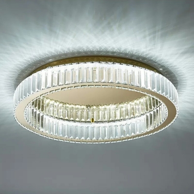 LED Modern Gold Flush Mount Crystal Round Flush Mount Lamp for Living Room