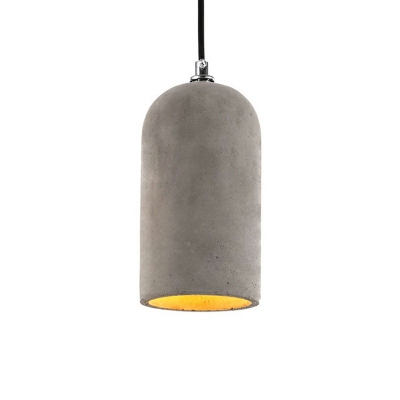 Modern Minimalist Hanging Lamp Single Head Terrazzo Cylindrical LED Mini Lighting Pendant in Grey