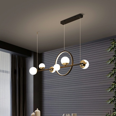 Morden Island Lighting Ring and Globe Shaped Minimalist Arcylci LED Hanging Light for Dining Room