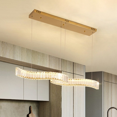 Parallel Crystal Hanging Pendant Contemporary LED 3 Inchs Height over Island Lighting