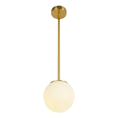Postmodern Pendant Hanging Light Golden Single Light Ball Hanging Lamp with White Glass Shade