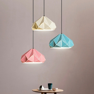 Tapered Pendant Lamp Macaron Colorful Metal Single Head Hanging Light for Children Room
