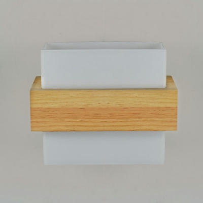 Wooden Ultrathin Rectangle LED Wall Sconce 1 Bulb Minimalist Wall Mounted Lamp with White Glass
