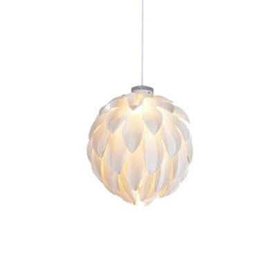 Arcylic Pine Cones Shade Pendant Nordic Living Room White 1-Head Hanging Lamp