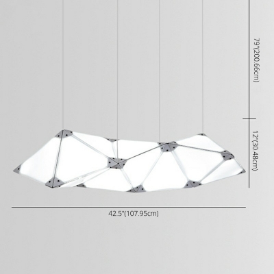 Artistic Living Room White Suspension Lighting Irregular Design Aluminum LED Chandelier