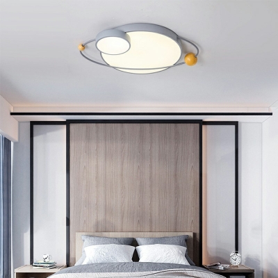 Bedroom LED Flushmount 4 Inchs Height Nordic Arcylic Thin Ceiling Flush Light with Planet Shade