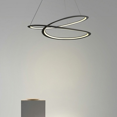 Black Aluminum Round Chandelier Line Design Pendant Lighting for Living Room