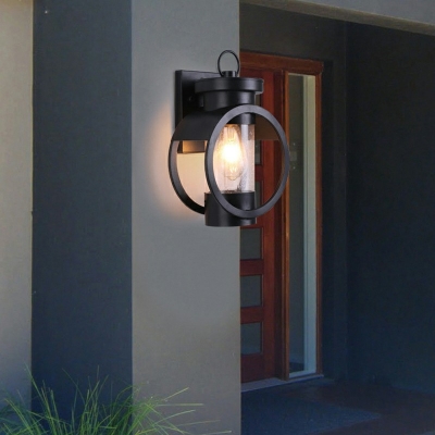 Black Clear Glass Wall Lighting Rectangle 1 Head Industrial Style Wall Mounted Lamp for Outdoor