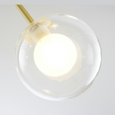 Clear Glass Globe Ceiling Chandelier 29.5 Inchs Height Modernism Pendant Light with Sputnik Design