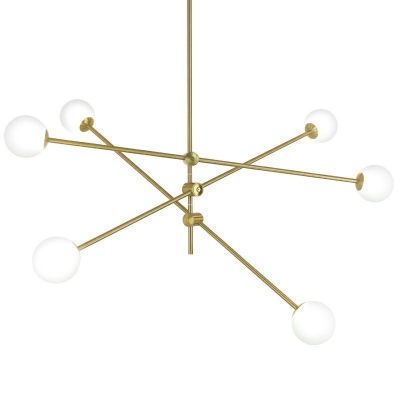 Contemporary Pendant Globe Glass Shade Metal Circle Ceiling Mount Island Fixture for Dining Room in Gold