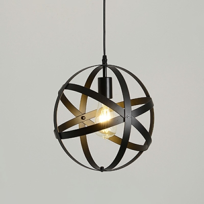 Geometric Metal Black Cage Hanging Pendant Light Industrial Style Lighting Fixture for Cafe Shop