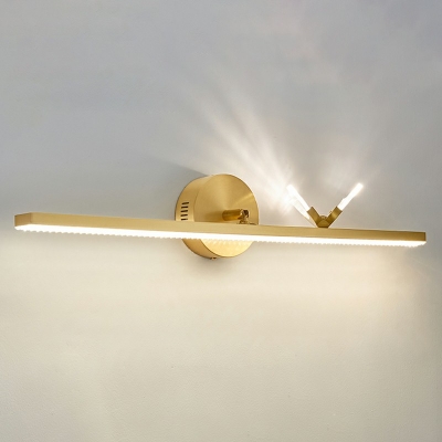 Gold Metal Rectangle Mirror Front Lamp Modern Clear Acrylic LED 3-Light Wall Lamp with Butterfly