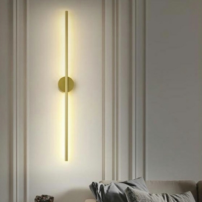 Gold Slim Stick Wall Mount Lighting 0.5 Inchs Wide Minimalist Metallic ...