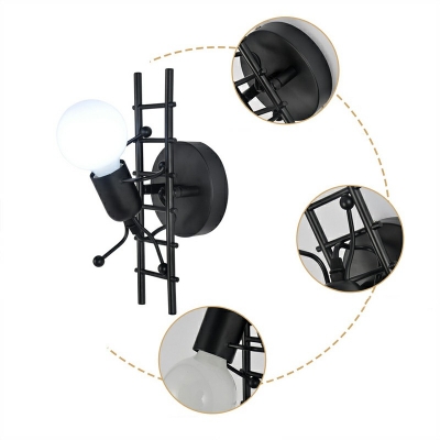 Industrial Style LED Wall Mounted Lights for Bedroom Wrought Iron Villain Climbing Stairs Wall Lamp