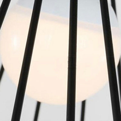Loft Style Pendant Lights Metal Caged 1 Light Unique Shape LED Ceiling Pendant for Foyer Porch in Black