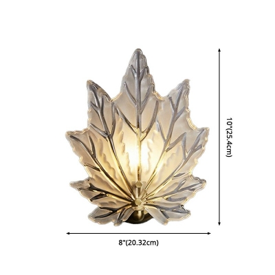 Modern Decoration Wall Lamp 8 Inchs Wide Glass Maple Leaf Wall Lighting Ideas in White for Bedroom