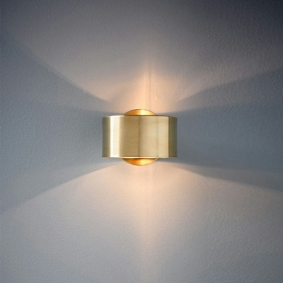 Modern Wall Sconce Lighting 1 Light Cylinder Shade Metal Wall Lamp in Brass