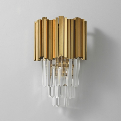 Nordic Minimalist Crystal Living Room Wall Lamp 2 Lights Wall Mounted Lamp in Gold