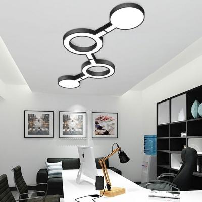 Nordic Style Combination Lights LED Geometric Ceiling Lamp Living Room Flush Mount Lighting in Black