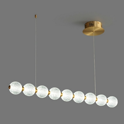 Prismatic Acrylic Island Pendant Post Modern 9-Head 31.5 Inchs Wide Gold Hanging Light Fixture in White Light