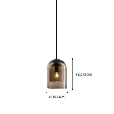 Retro Style Living Room 1-Bulb Pendant Capsule Double-Layered Glass Shade 9 Inchs Height Hanging Lamp