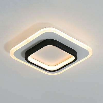 Simple Style LED Flush Mount Ceiling Lighting Fixture 2 Inchs Height Arcylic Flushmount Light in Black for Bedroom