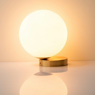 1 Light Gold Metal Semi Flush Mount Light White Globe Glass Ceiling Flush Mount for Bedroom