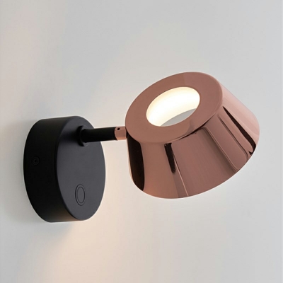 1-Light Rose Gold Rotatable LED Wall Lamp Wall Mounted Lights for Bedroom