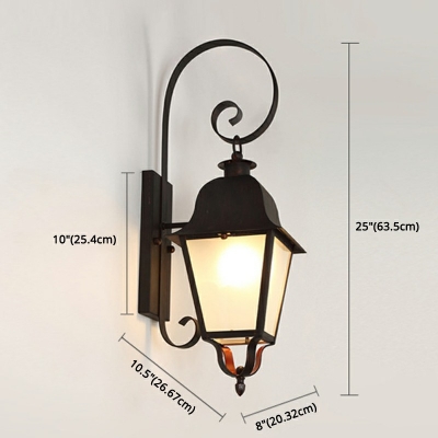 Black Frosted Glass Wall Lighting Rectangle 1 Head Industrial Style Wall Mounted Lamp for Outdoor
