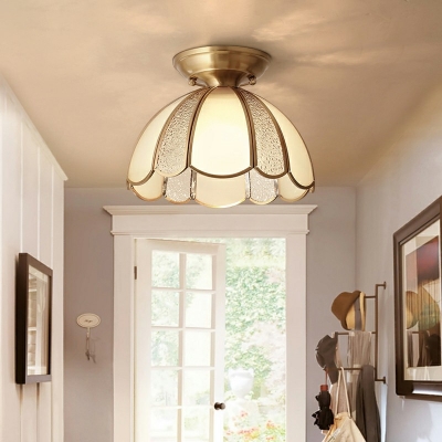 Colonialist Brass Bowl Close to Ceiling Lighting Bowl Shade Flush Mount Lighting for Hallway
