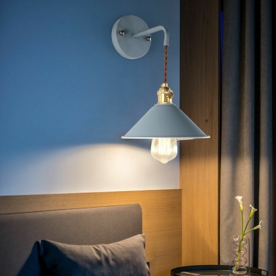 Cone Bedside Reading Wall Light Metal 1 Bulb Postmodern Sconce 12 Inchs Height with Arm