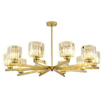 Crystal Chandelier Light Modern Iron Cylinder Ceiling Chandelierfor Dining Room