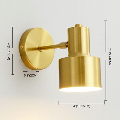 Gold Finish Mini Wall Sconce Round 1 Head 4 Inchs Wide Simple Wall Spotlight for Study Room