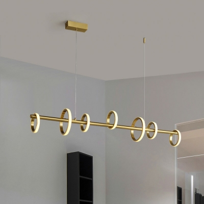Linear and Rings Simplicity LED Island Light 10 Inchs Height Modern Dining Room Gold Acrylic Shade Island Pendant
