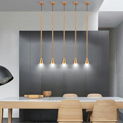 Minimalist Pendant Light 1 Head Metal Shade Dining Room Hanging Lamp with 47 Inchs Height Adjustable Cord