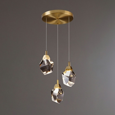 Modern Pendant Light  1-Light Ice Crystal Diamond Brass LED Pendant for Dining Room