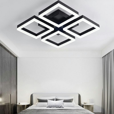 Modern Simple Style Black Finish Flush Mount Ceiling Light Acrylic Ultra Thin Ceiling Lamp for Living Room