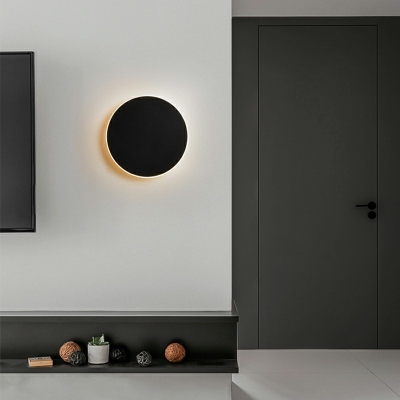 Modern Style Wall Light LED Round Fixture Not Dimmable Ambient Eclipse LED Wall Sconce for Bedroom Living Room Hallway