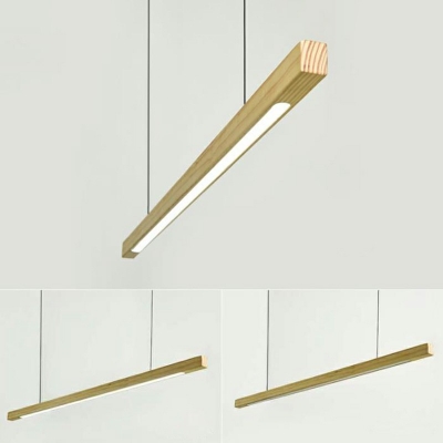 Modern Wooden Pendant Light Linear Ceiling Fixture 31.5