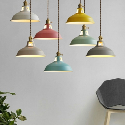 Multiple Macaron Color Nordic Living Room Pendant Metal Pot Lid Shade 1-Head Hanging Lamp