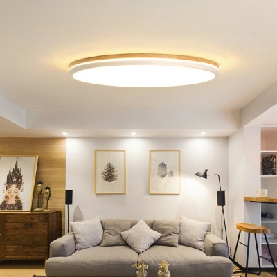 Nordic Circle Flush Ceiling Light Metal Bedroom Arcylic Shade LED Flushmount Lighting in White Light
