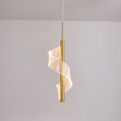 Postmodern Geometry Shade Pendant Unique Shape Clear Acrylic Suspension Lighting for Living Room in Gold