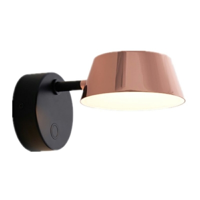 1-Light Rose Gold Rotatable LED Wall Lamp Wall Mounted Lights for Bedroom