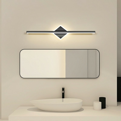Black Metal 2-Light Mirror Front Lamp Minimalist Acrylic Shade LED Wall Lamp