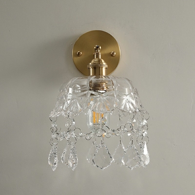 Contemporary Golden Sconce Lights 1 Light Glass Shade Wall Light Sconce for Corridor Bedroom
