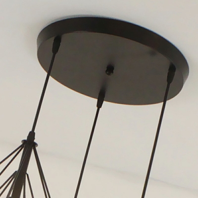 Diamond Form Black Pendant Industrial Living Room Iron Cage Hanging Lamp